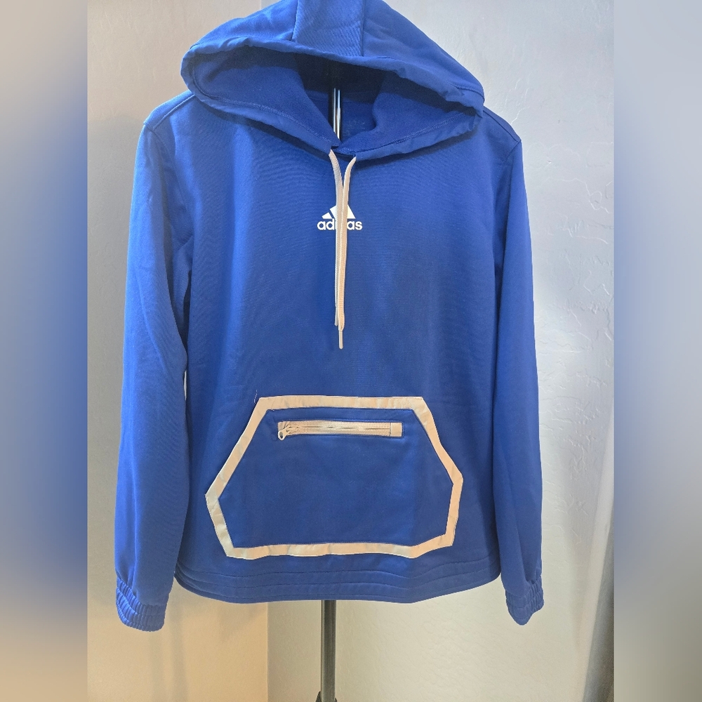 Adidas Women’s Team Issue Pullover Hoodie Royal Blue Size M NWT
